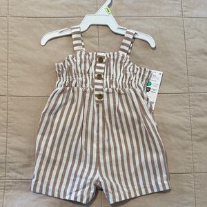 Carter's Brown and White Striped Romper